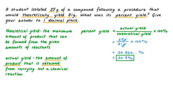 Theoretical and percent yield worksheet