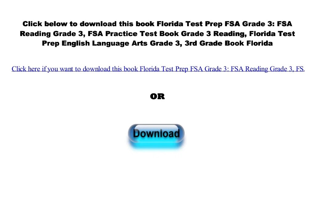 Florida test prep workbook answers reading test bank 1